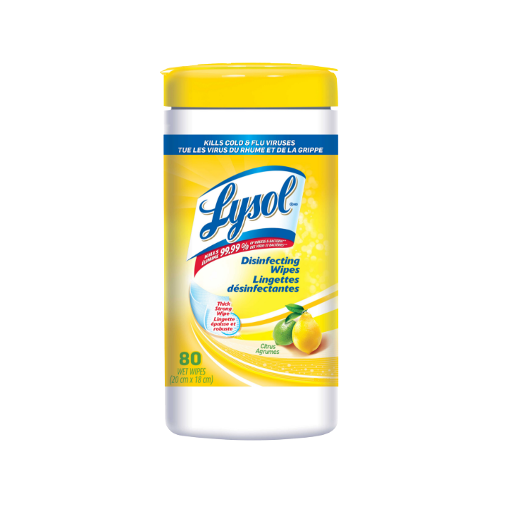 Lysol Disinfecting Wipes, Citrus, Tub, 80 Wipes