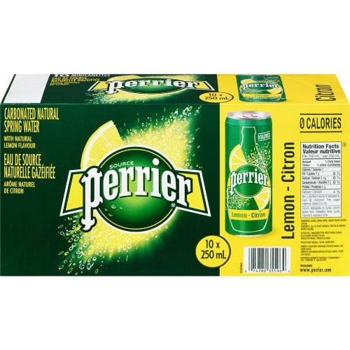 Perrier, Sparkling Water, Slim Can Lemon-Citrus, 10x250ml