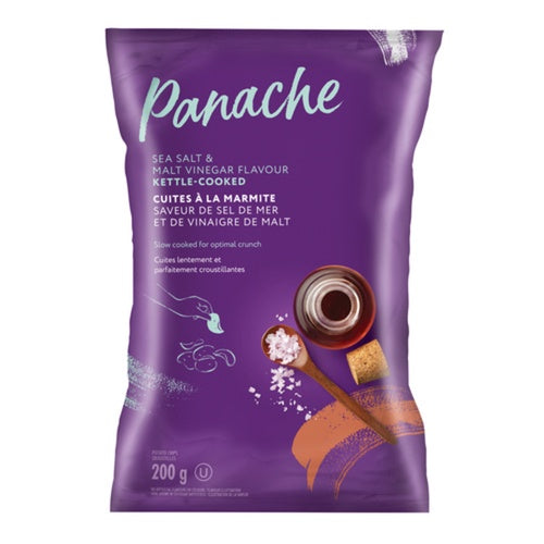 Panache Kettle Chips, Sea Salt & Malt Vinegar, 200g