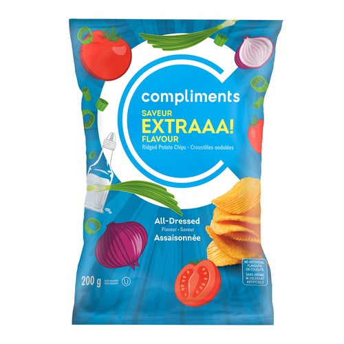 Compliments Ripple Chips, Extra All Dressed, 200g