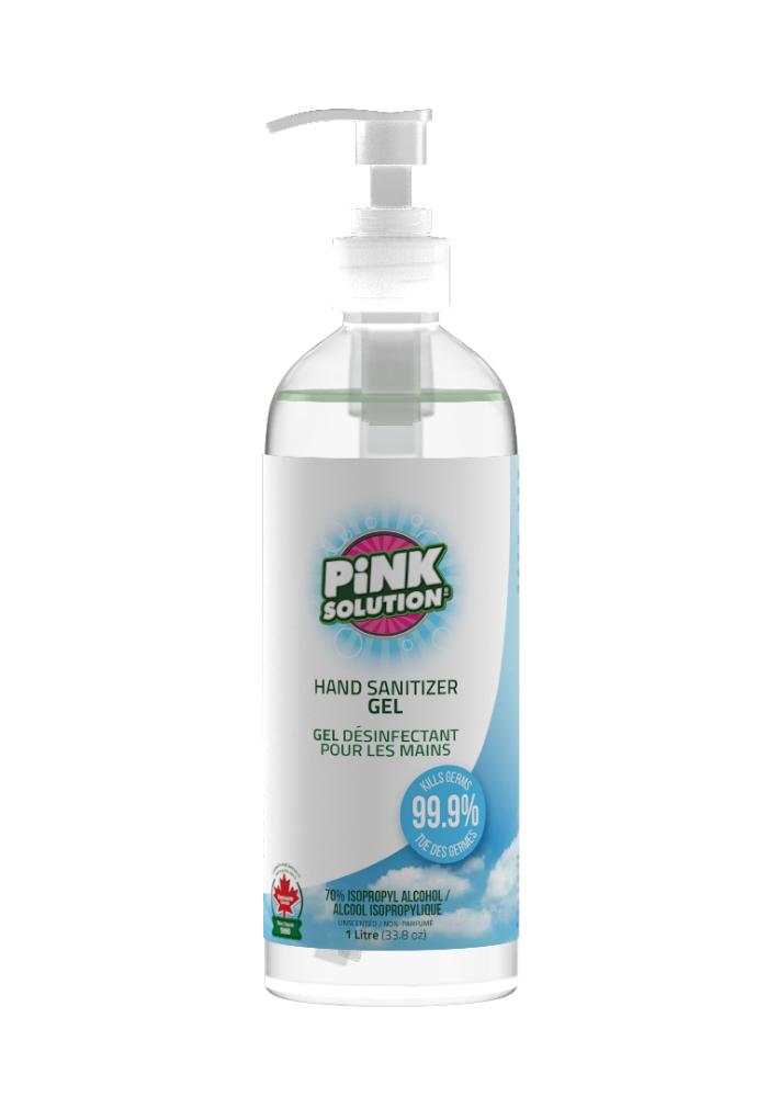 Pink Solution, Hand Sanitizer Gel, 70% Isopropyl Alcohol, 1L