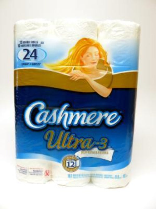 Cashmere Toilet Paper, Ultra 3 Ply, Double Roll, 12 Rolls
