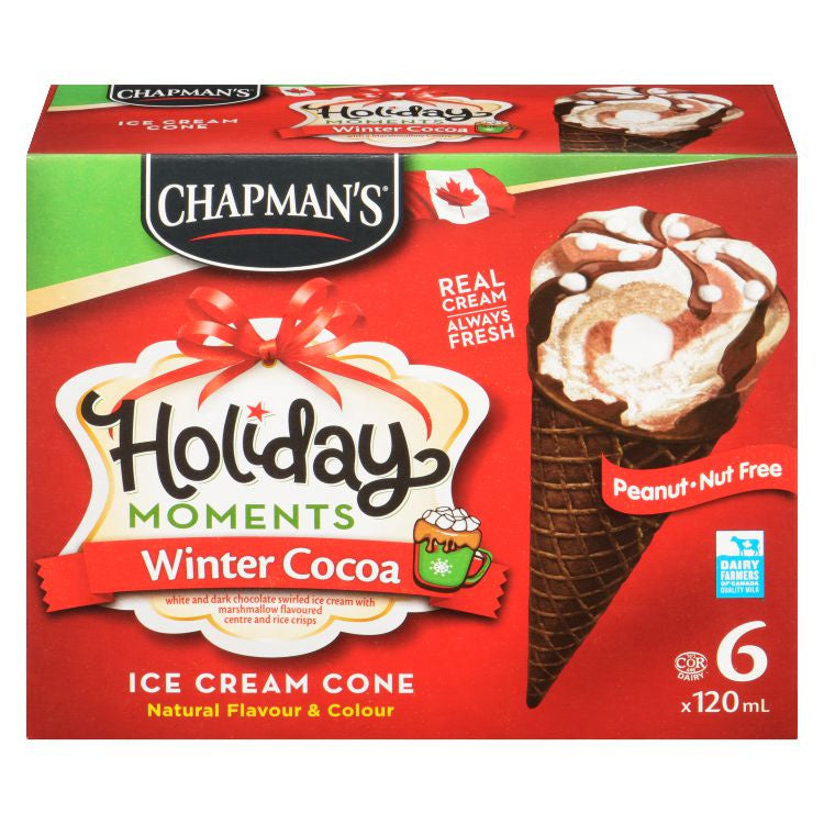 Chapman's Ice Cream Cone, Holiday Moments, Winter Cocoa, 6 x 120ml