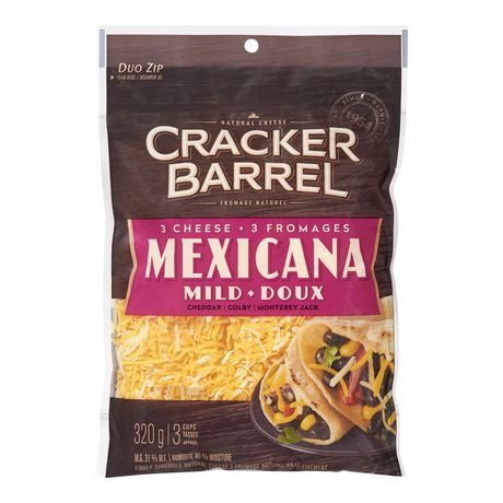 Cracker Barrel Shredded Cheese, 3 Cheese Mexicana, 320g