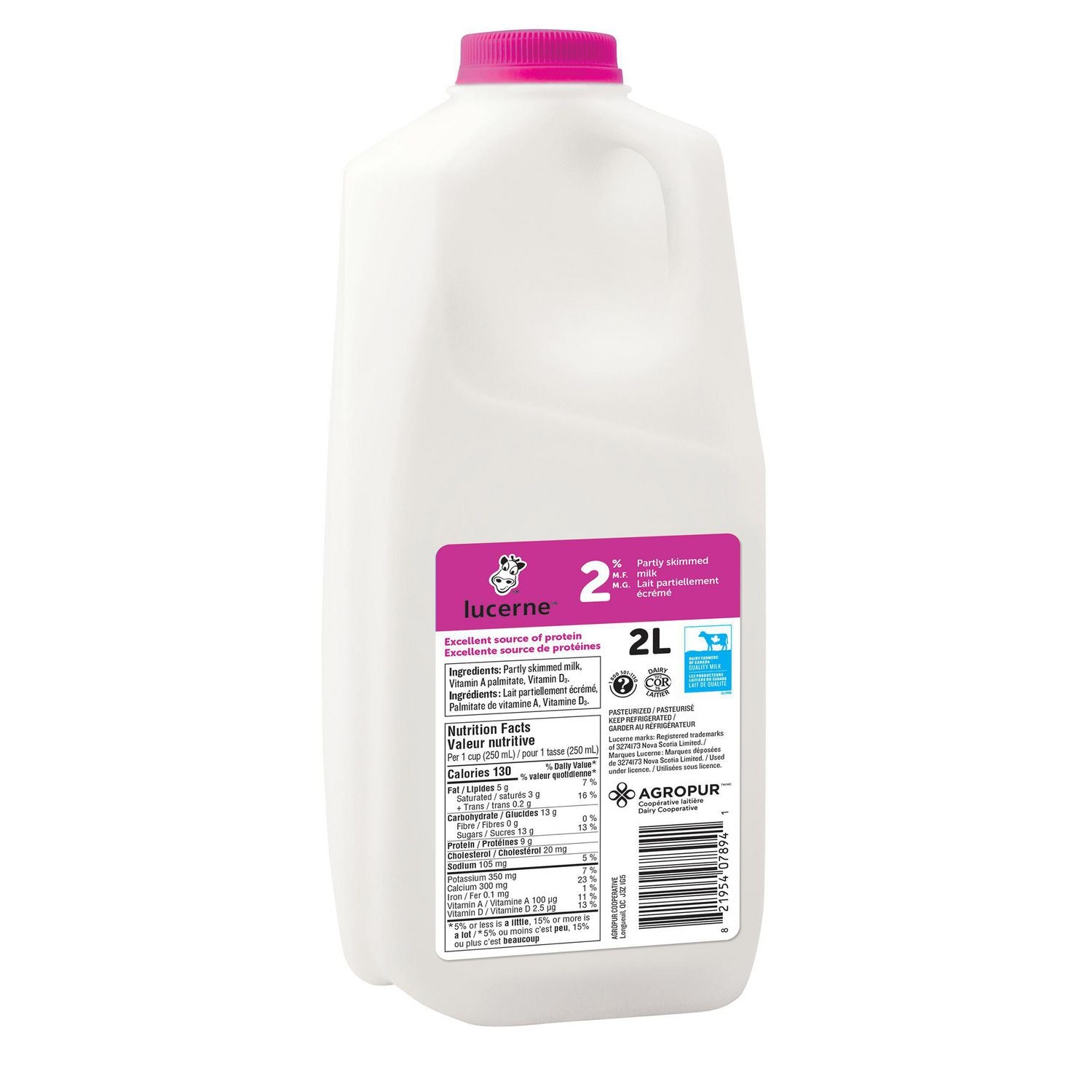 Lucerne Milk, 2%, 2L Jug With Handle