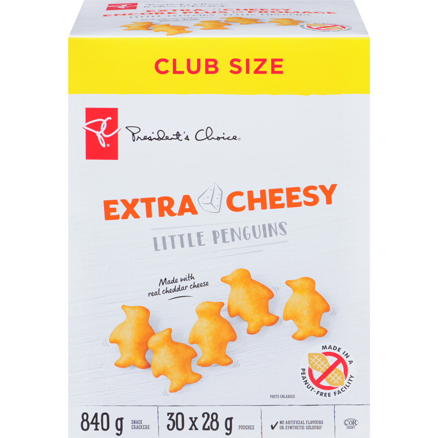 President's Choice Extra Cheesy Little Penguins Snack Crackers, 30 x 28 g