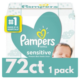 Pampers Baby Wipes, Sensitive Fragrance Free, Resealable, Individual Pack of 72