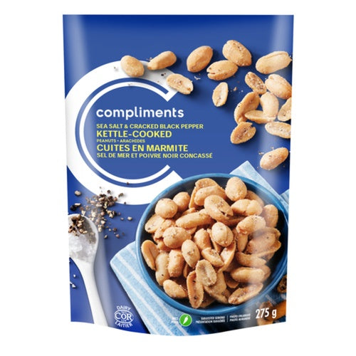 Compliments Sea Salt & Black Pepper Kettle Cooked Peanuts 275 g