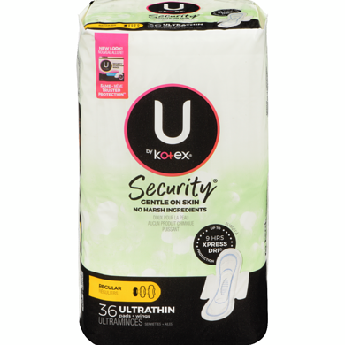 U by Kotex, Security, Ultra Thin Regular Pads w/ Wings, 36 pads