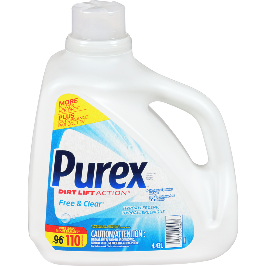 Purex Laundry Detergent, Free & Clear, 110 Loads, 4.43L