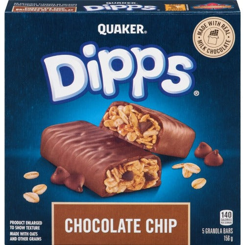 Quaker Dipps Granola Bars, Chocolate Chip, 5 Bars, 156g