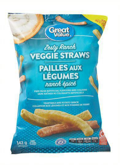 Great Value Veggie Straws, Zesty Ranch, 142g