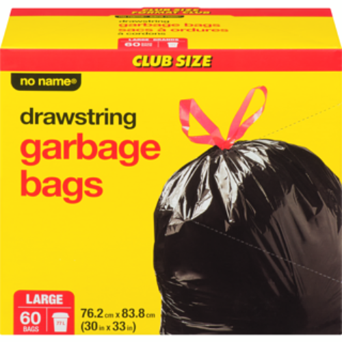 Drawstring Garbage Bags/No Name/77L/60 Bags
