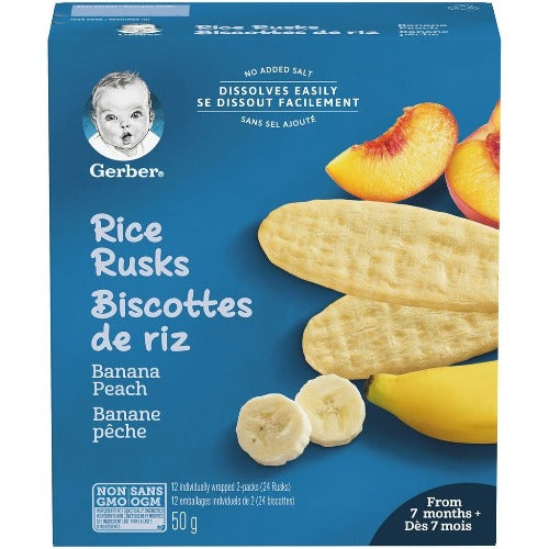 Gerber Rice Rusks, Banana Peach, 50 g