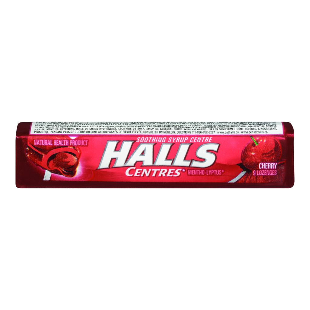Halls Cough Candies, Syrup Centre, Cherry, 9