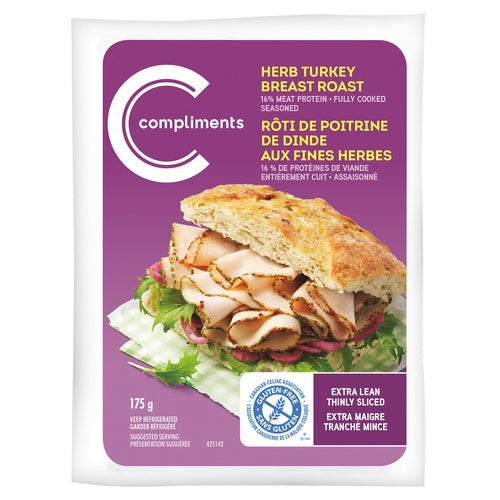 Compliments Roasted Herb Turkey Breast, Extra Lean Thinly Sliced, 175g