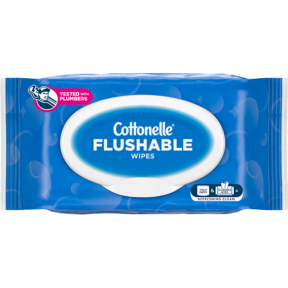 Cottonelle Flushable Wipes, Flip Open Top, 42 Wipes