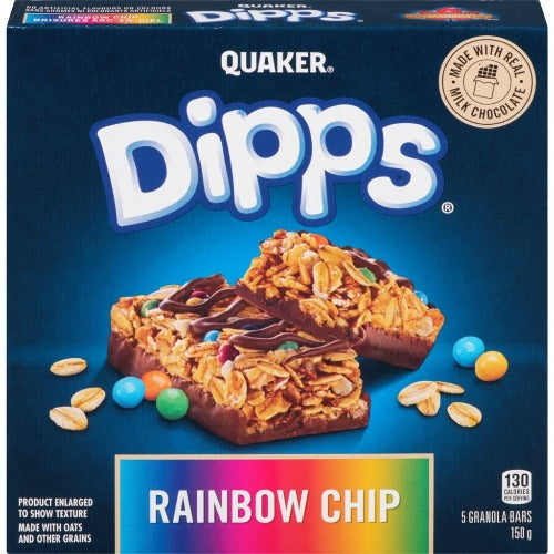 Quaker Dipps Granola Bars, Rainbow Chip, 5 Bars, 150g