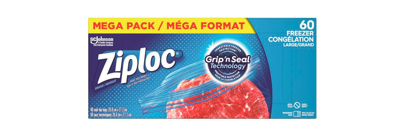Ziploc Storage Bags, Freezer Medium, 60 Bags
