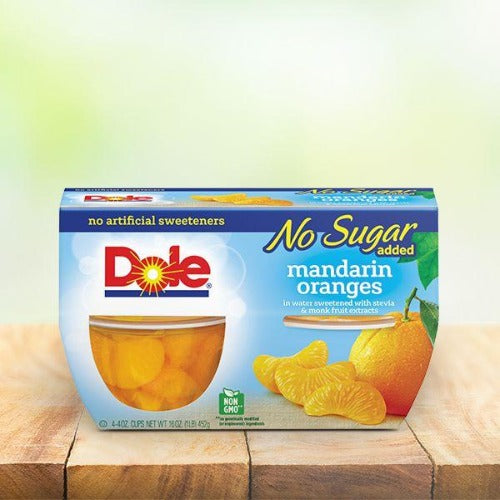 Dole Fruit Cups, Mandarin Oranges, No Added Sugar, 4x107ml,