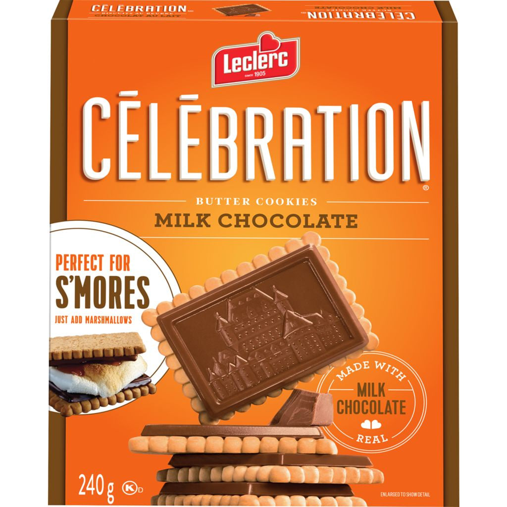 Leclerc Celebration Butter Cookies, Milk Chocolate, 240g