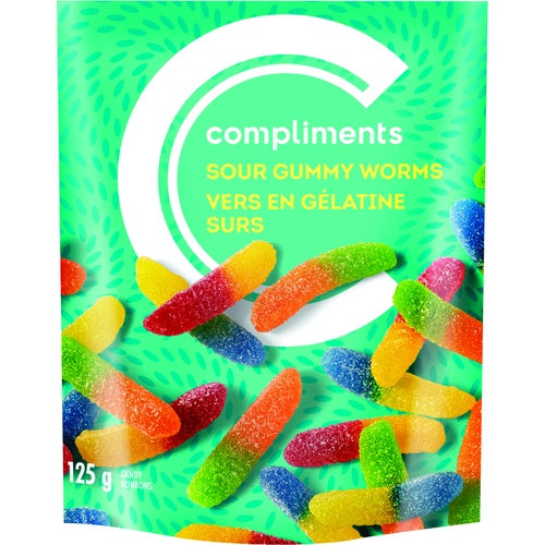 Compliments Sour Neon Gummy Worms, 125 g