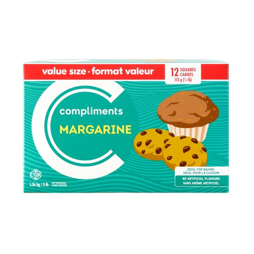Compliments Margarine Squares, 12 x 113g =1.36kg