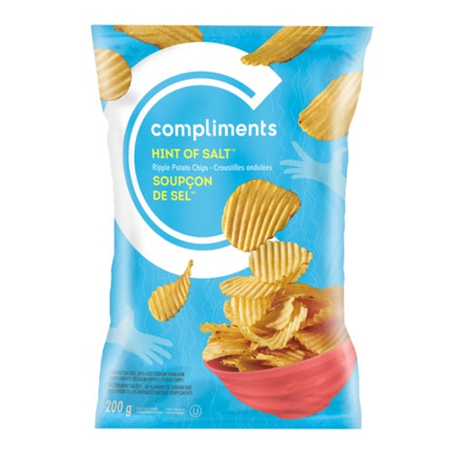 Compliments Ripple Potato Chips, Hint Of Salt, 200g