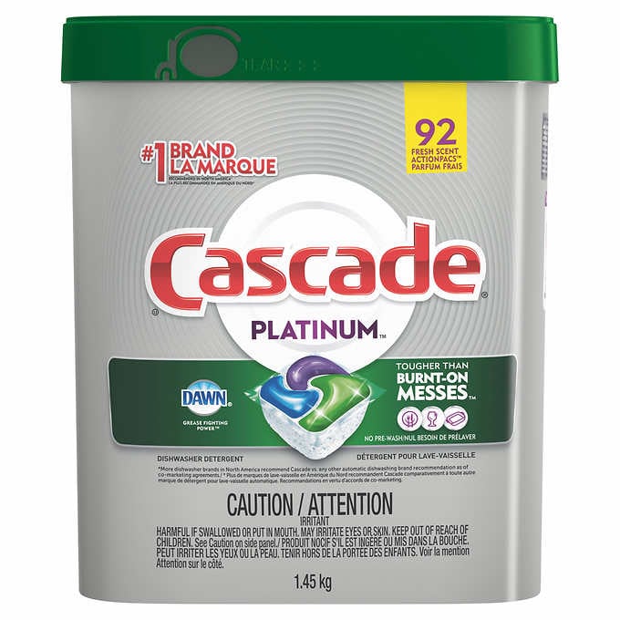 Cascade Dishwasher Tablets, Platinum,  93 Tablets, 1.46 kg