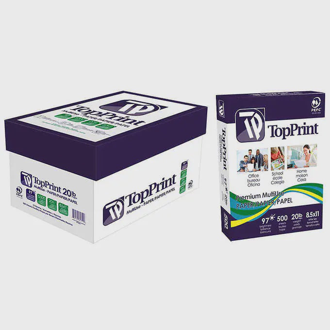 TopPrint Multiuse Copy Paper, 8.5x11, 20lb, 5000 sheets