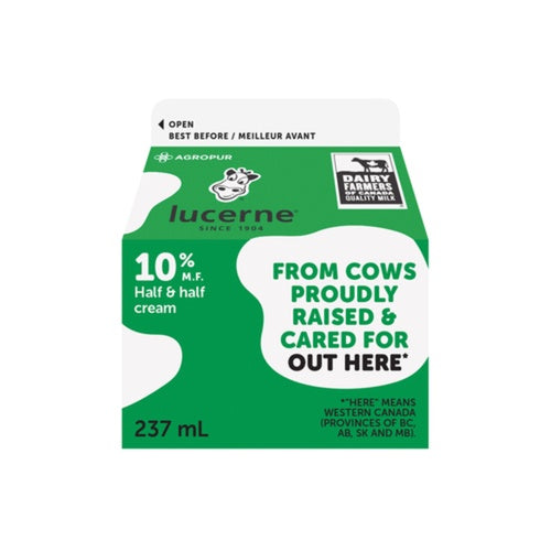 Lucerne 1/2 & 1/2 Cream, 10%, 237 mL