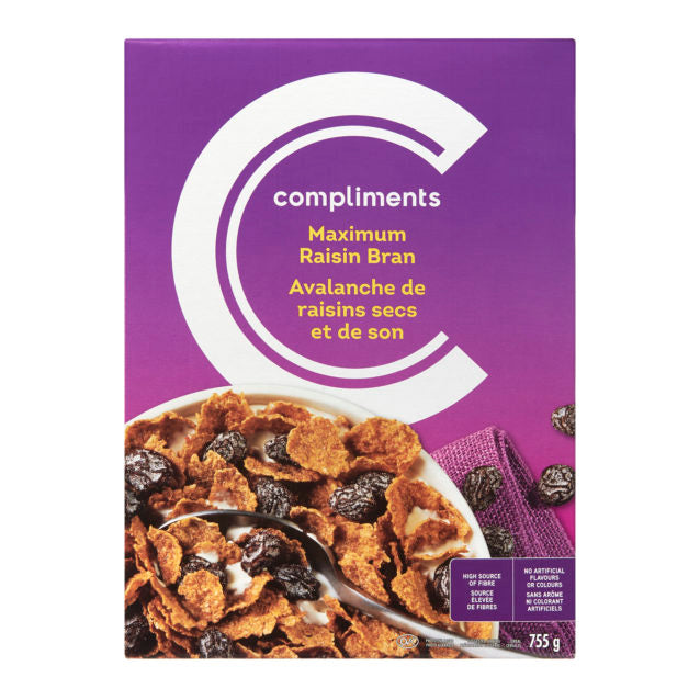 Compliments Maximum Raisin Bran Cereal, 755 g